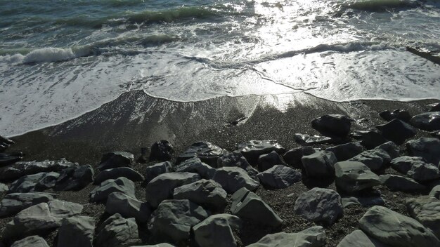 Photo close-up of pebbles on beach