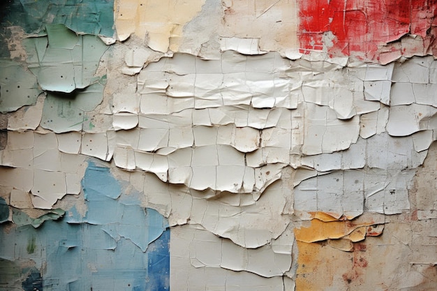 A close up of peeling paint on a wall