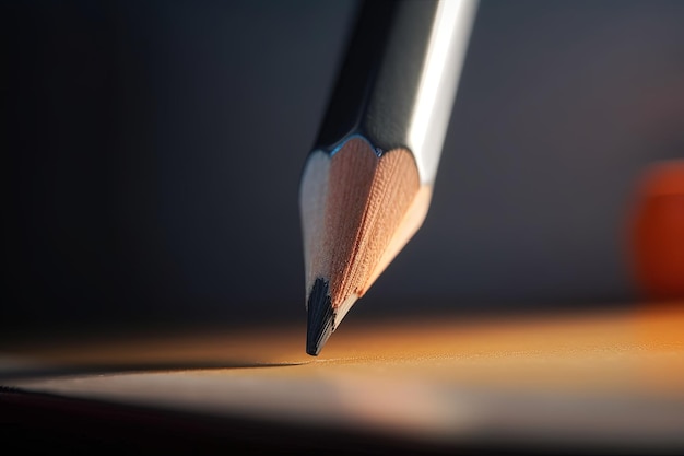 Крупный план карандаша на канцелярских принадлежностях школы письма искусства книги