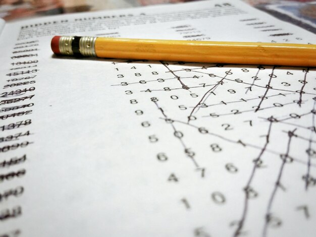 Close-up of pencil on book