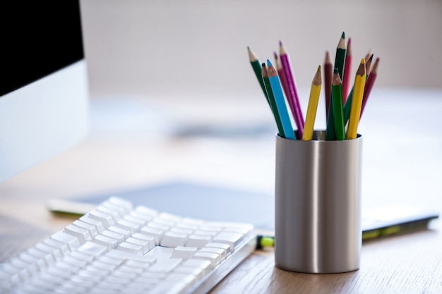 Close up of pencil holder