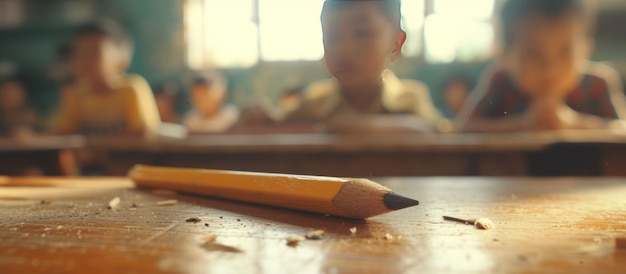 Фото Картинка с карандашом или карандашем в начальной школе для концепции образования, сгенерированная искусственным интеллектом