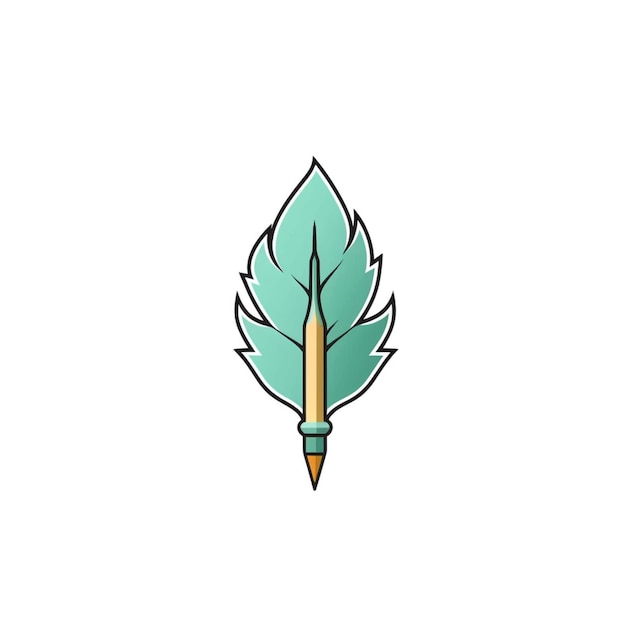 a close up of a pencil with a leaf on it generative ai