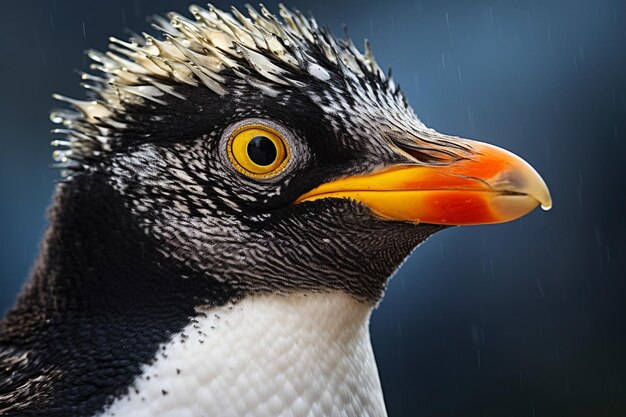 Photo a close up of a penguin with an orange beak