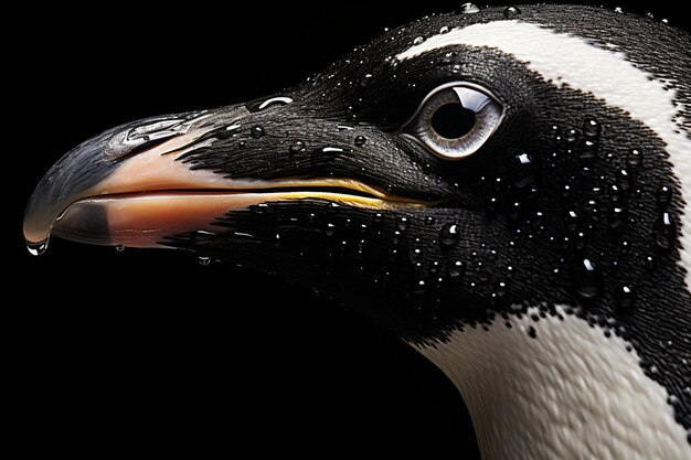 Photo a close up of a penguins beak with white dots on it