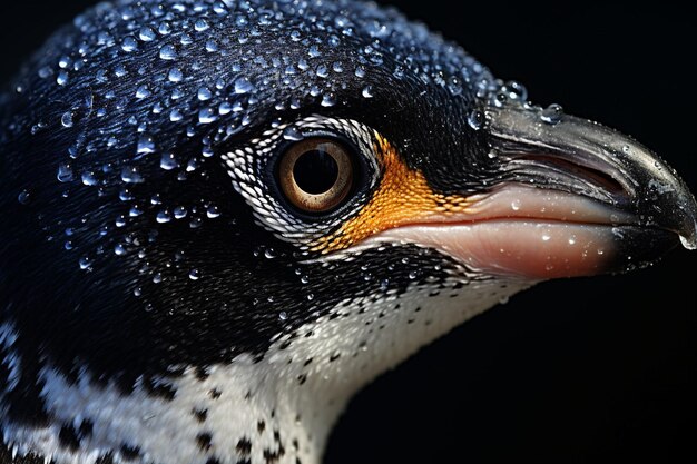 a close up of a penguins beak