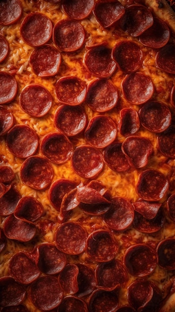 A close up of a pepperoni pizza