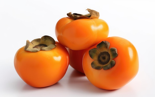 A close up persimmons isolated on a white background organic natural fruits ai generated