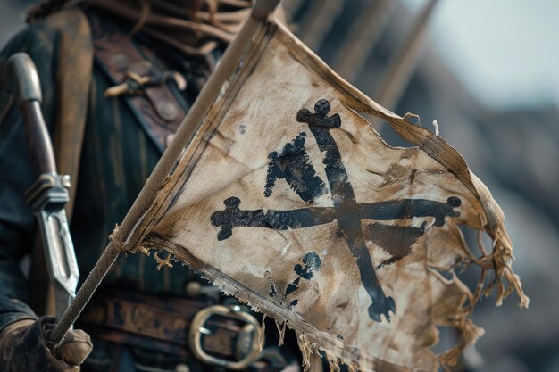 Photo a close up of a person holding a flag