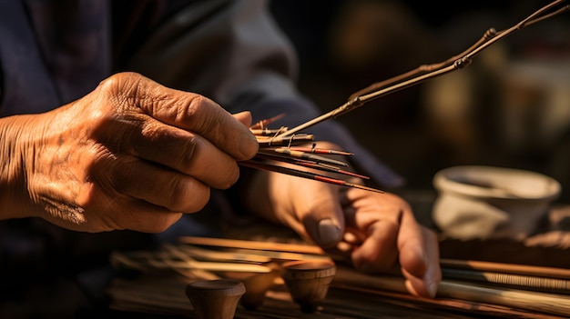 A close up of a person holding a pair of scissors Generative AI