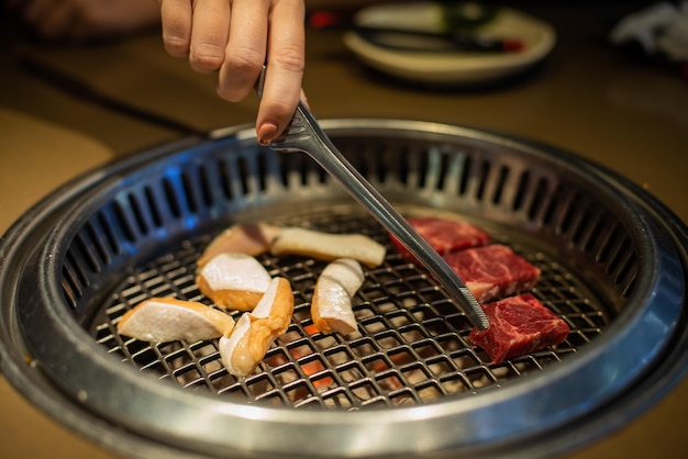 Photo close-up of person preparing food