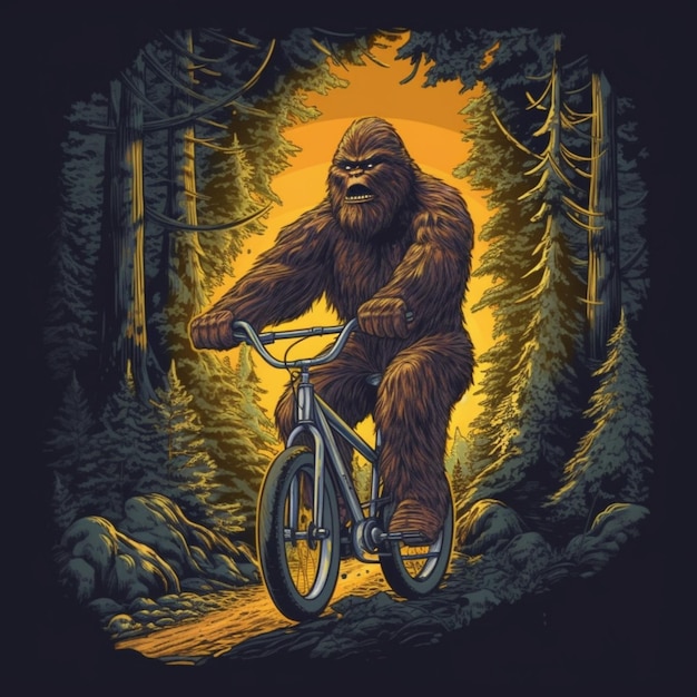 a close up of a person riding a bike in a forest generative ai