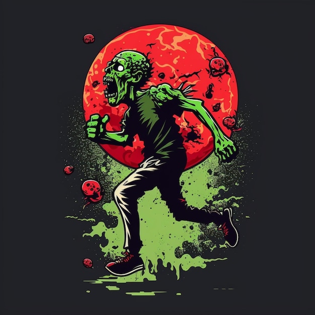 Photo a close up of a person running with a zombie on a dark background generative ai