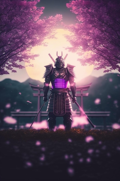 A close up of a person in a samurai costume with a sword generative ai