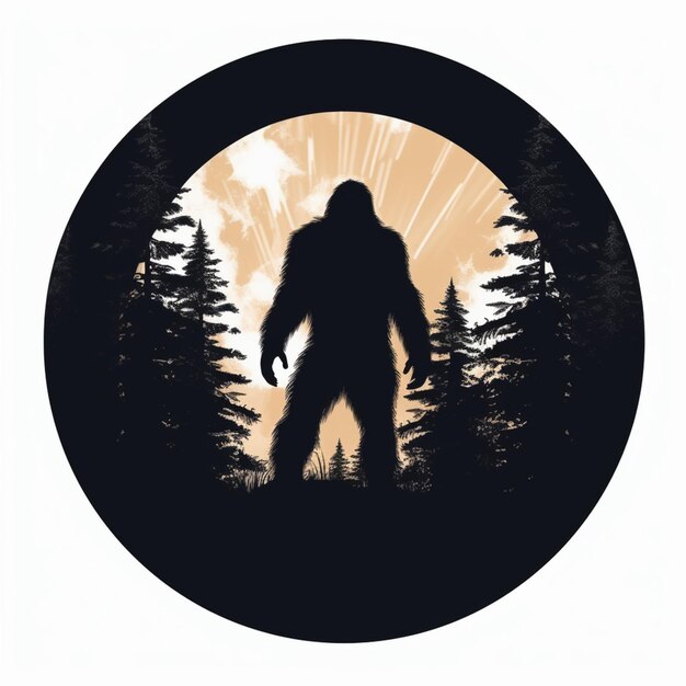 a close up of a person standing in a forest with a bigfoot generative ai