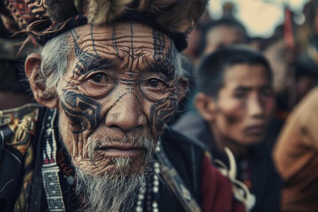 Photo a close up of a person wearing a headdress