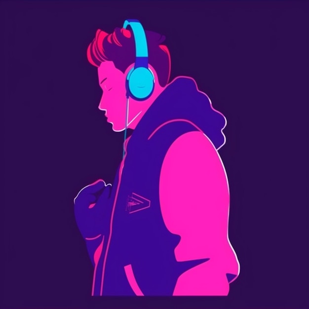 a close up of a person wearing headphones and a jacket generative ai