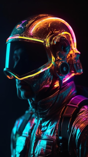 A close up of a person wearing a helmet generative ai image