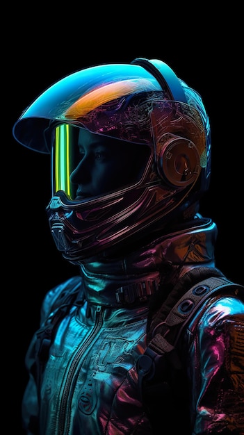 A close up of a person wearing a helmet Generative AI image