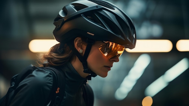 Close Up of Person Wearing Helmet