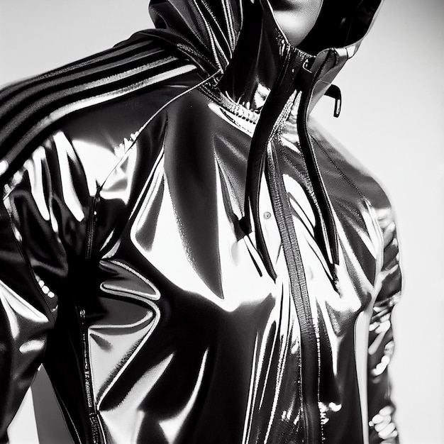 Close up of a person wearing a shiny jacket generative ai