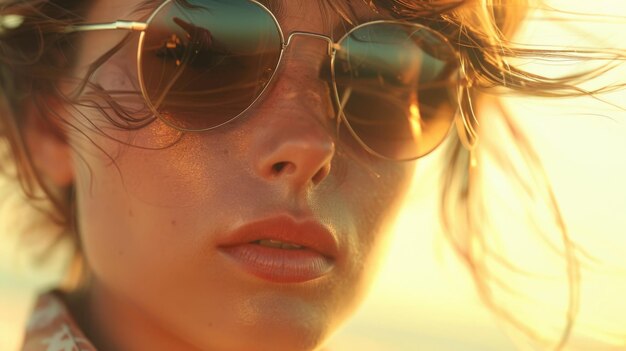 Photo close up of a person wearing sunglasses suitable for lifestyle concepts