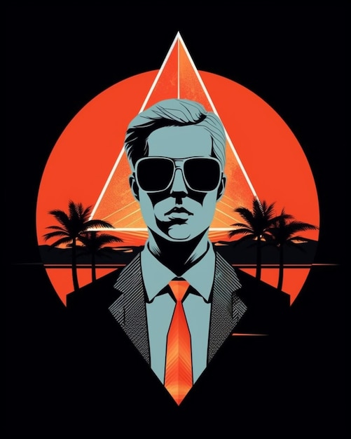 Photo a close up of a person wearing sunglasses and a tie generative ai