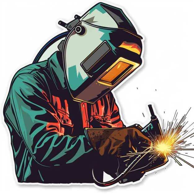 Photo a close up of a person welding with a welding mask generative ai