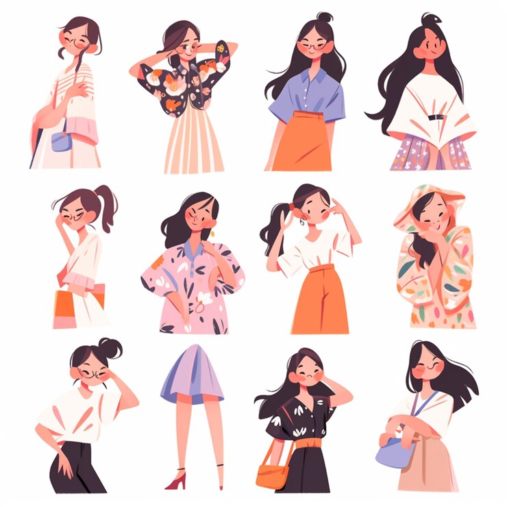 Photo 異なる服装とアクセサリーを着た人のクローズアップai generative