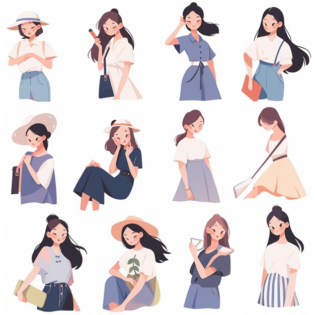 Photo a close up of a person with different outfits and hats generative ai