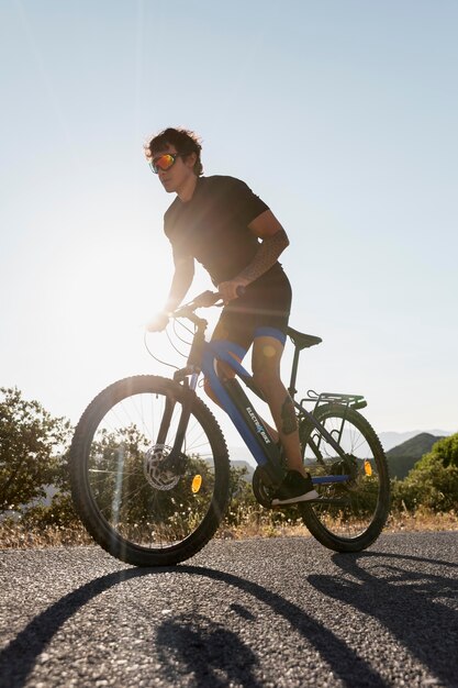 Close up on person with electric bike