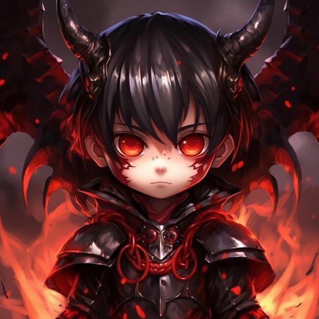 A close up of a person with horns on a fire generative ai