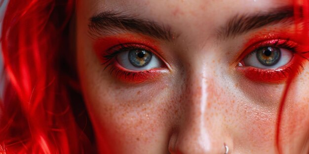 Photo close up of person with red hair and makeup