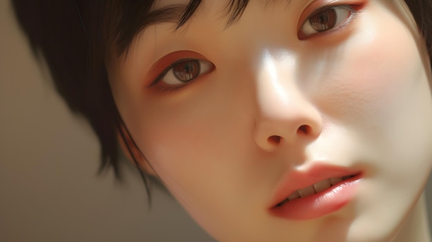 A close up of a person with short hair Generative AI