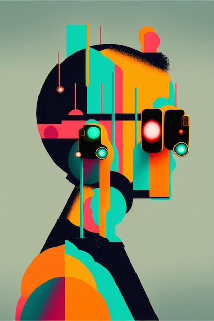 Close up of a person with a traffic light generative ai