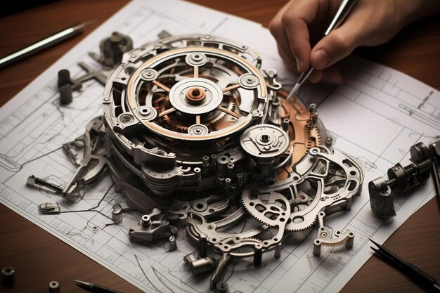 Photo a close up of a person working on a clock