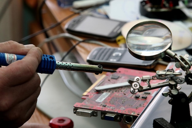 Photo close-up of person working