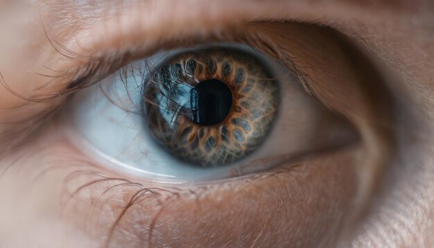 Photo a close up of a persons eye with a brown iris