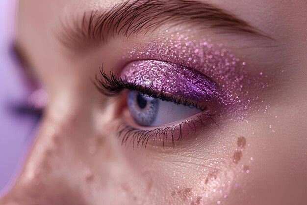 Photo a close up of a persons eye with glitter on it