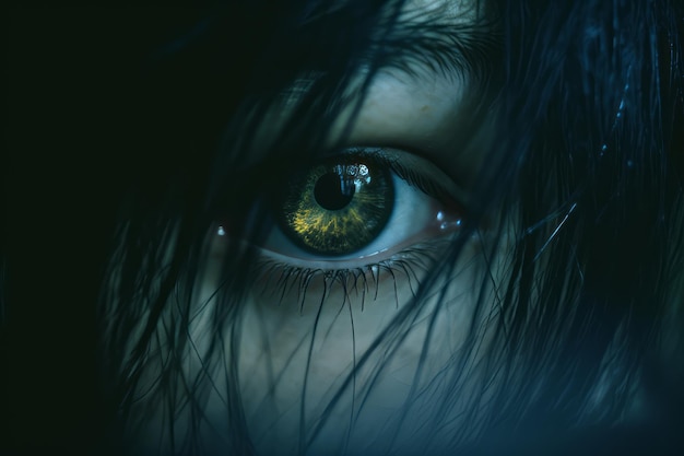 Близкое изображение глаза человека с зелеными глазами