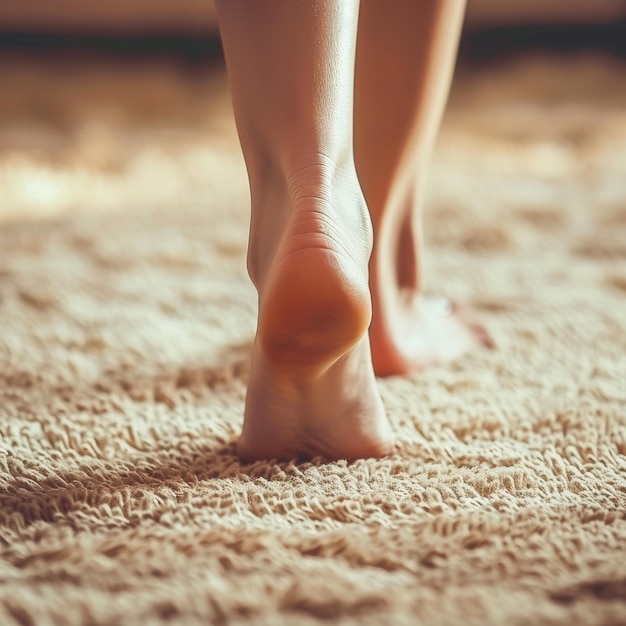 Foto close-up di persone con i piedi sul tappeto