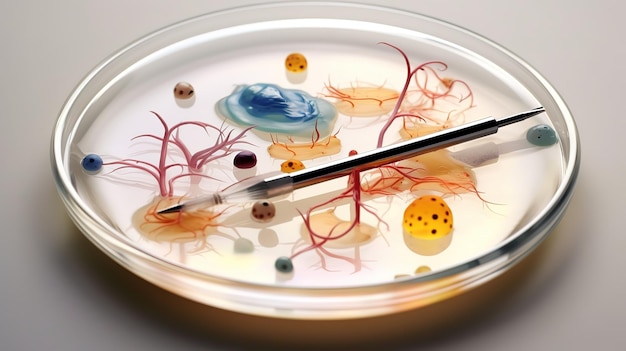 Photo close up of petri dishes and a pipettegenerative ai