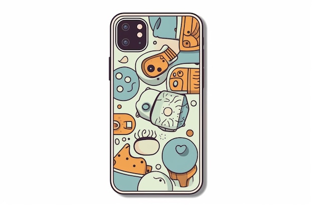 A close up of a phone case with a cartoon design generative ai