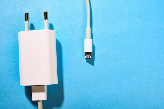 close up phone charger with copy space