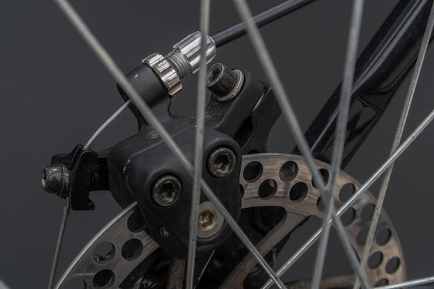 Photo close-up photo of a bicycle wheel