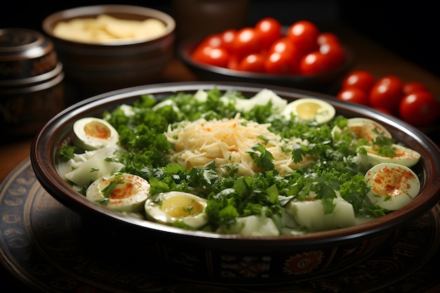 Close up photo of bowl of lettuce with chopped tomatoes in it