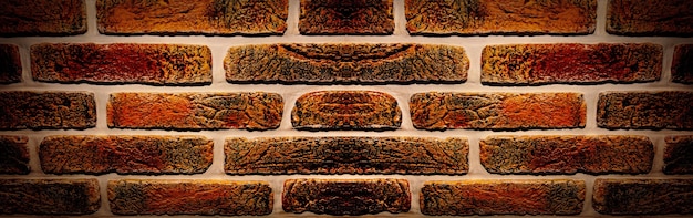 Close up photo of brick wall, background texture, panoramic image