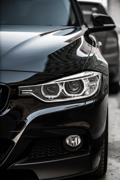 Close-up photo of car headlights