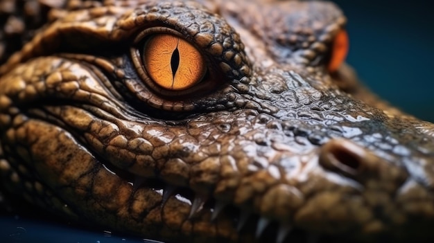 close up photo crocodile eyes and face