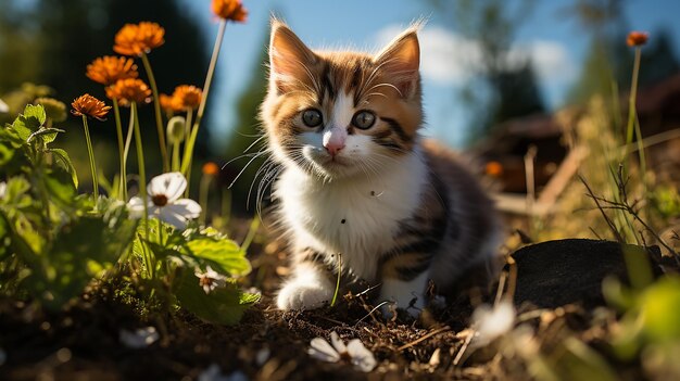 귀여운 고양이 초상화의 사진을 닫습니다